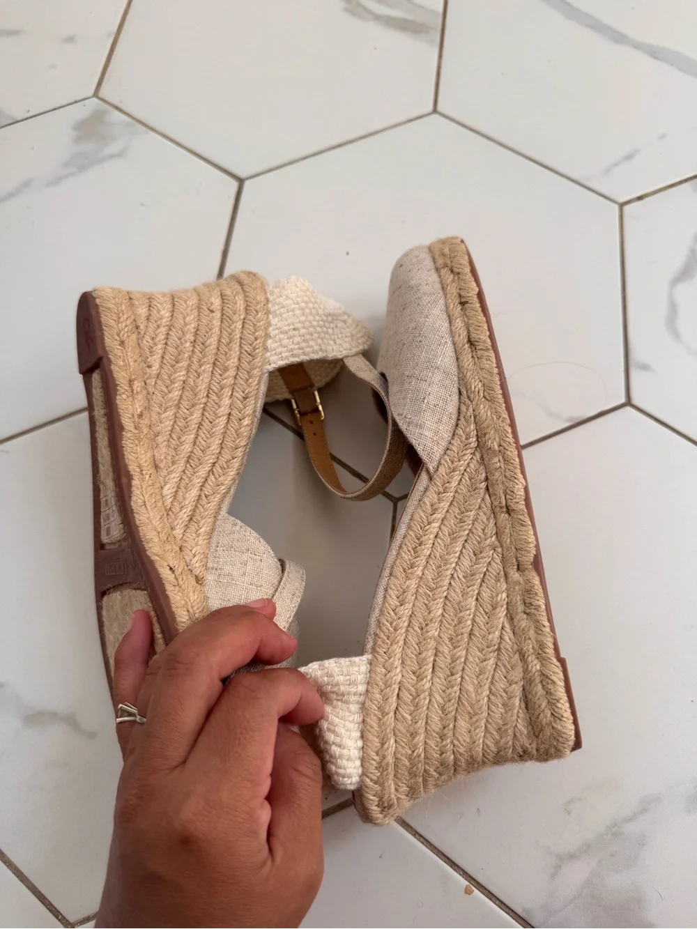 J. Crew Cream Espadrille Ankle-Strap Wedge Sandals NWOB- New Never Worn